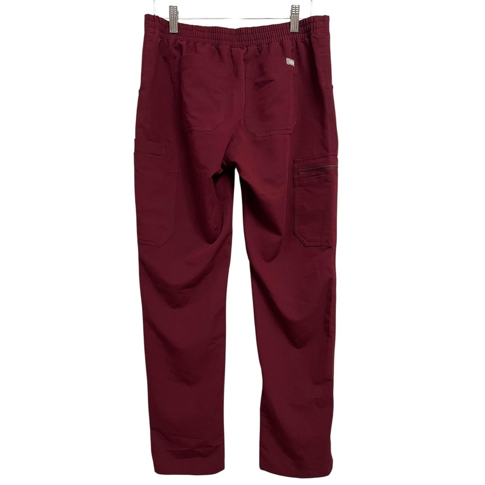 FIGS Technical Scrub Pants Womens Small Maroon Cargo Pockets Straight Leg - Picture 7 of 7